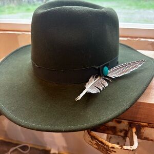 Lovely Bird Malibu Olive Green Feathered Women's Hat